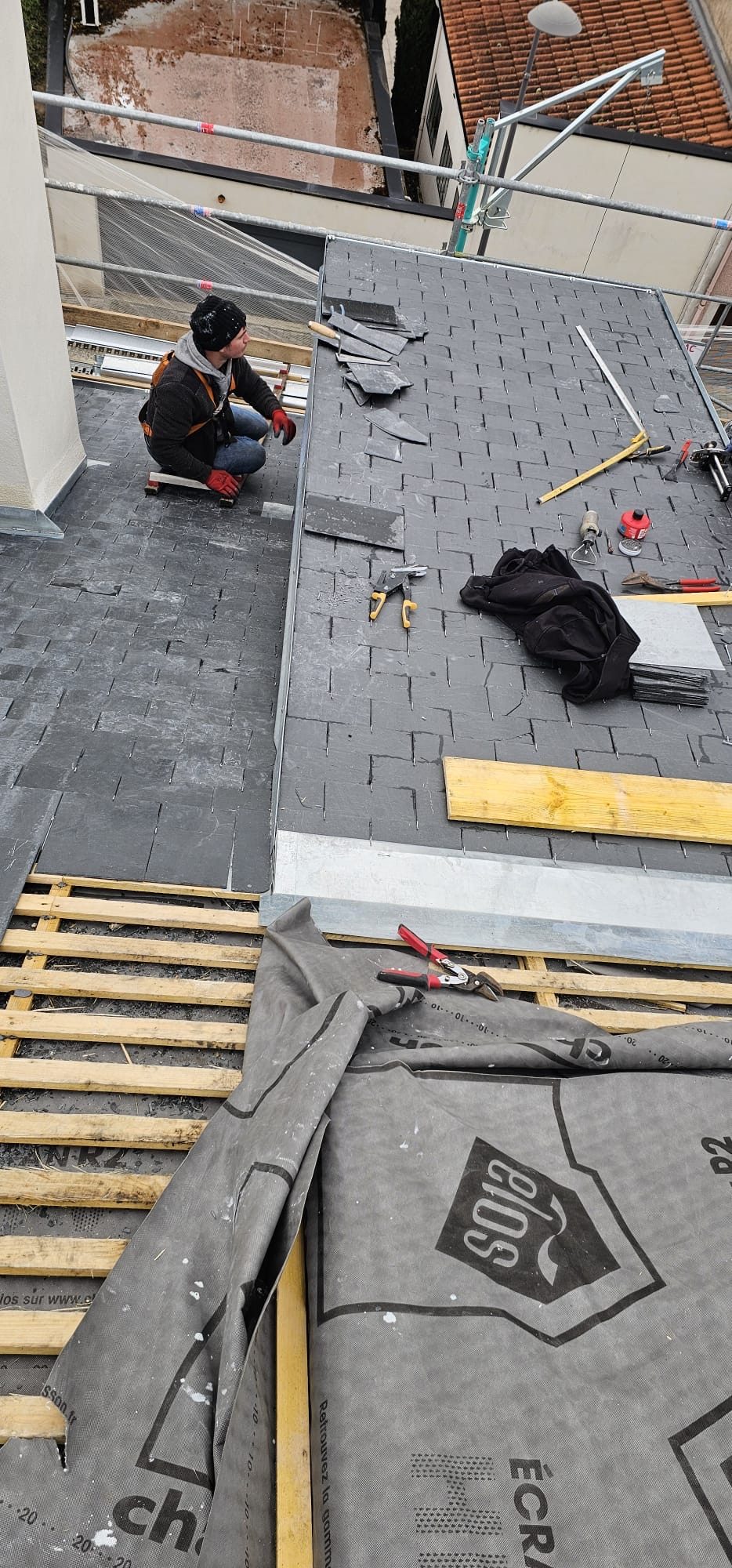 Liteaunage et écran de sous-toiture, chantier mené par Toiture Charpente